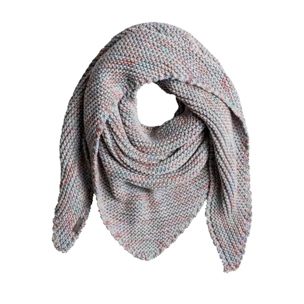 Roxy Valentines Day Scarf Grey Pink Blue Knit Triangle Wrap ERJAA03338 NWT